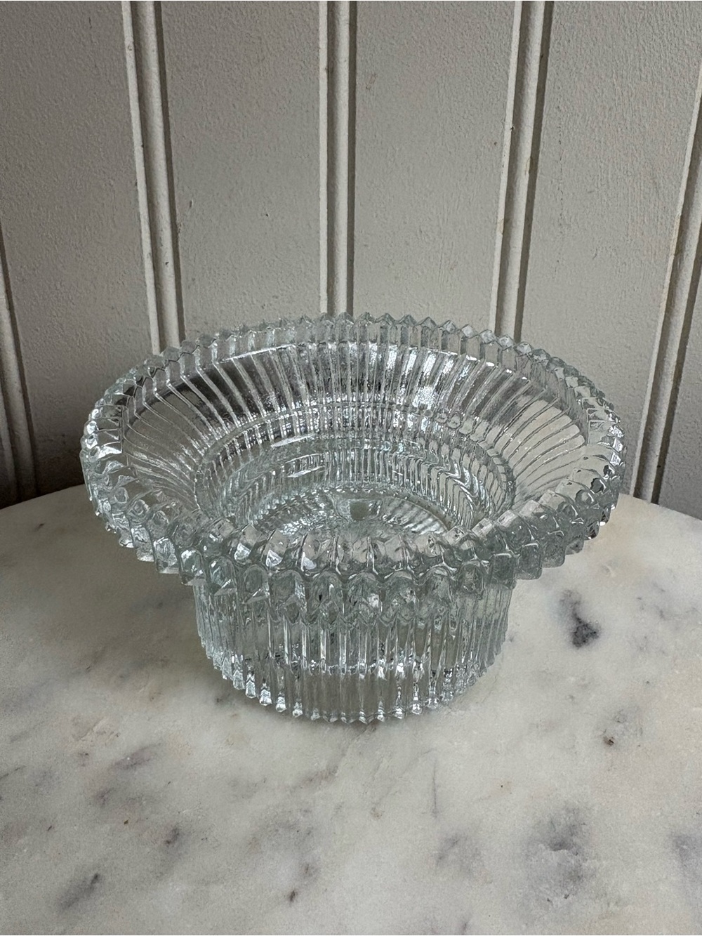Vintage Indiana Glass Diamond Point Ribbed Trinket Dish Retro VTG Collectible